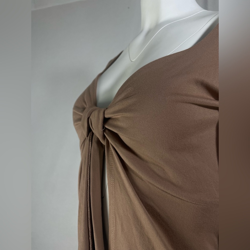 Brown Tie-Front Top